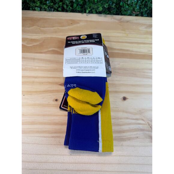 NWT Klein Bearkats Sports Performance Blue And Yellow Socks Size Large Adult - Picture 2 of 13